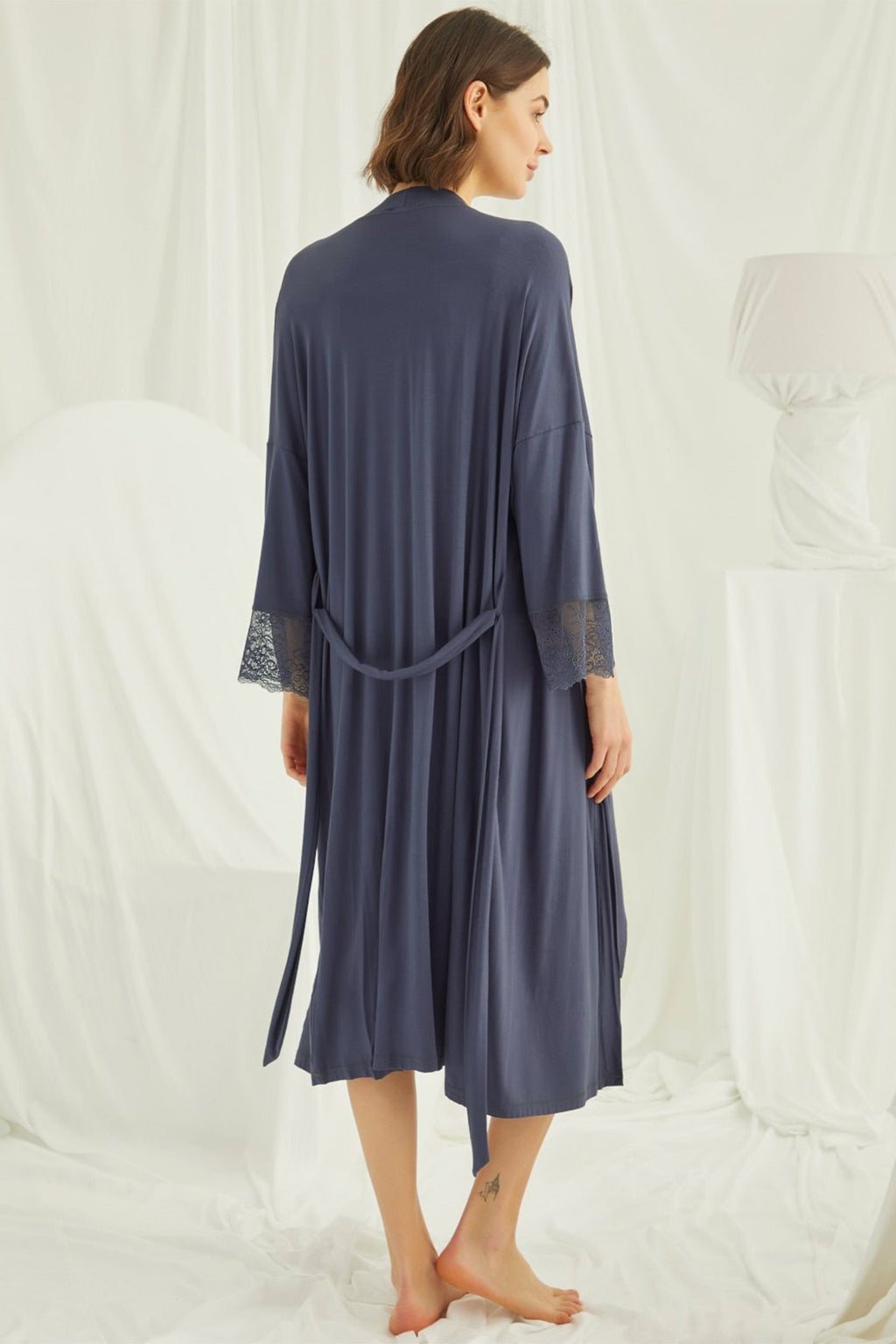Lace Shoulder 4-Piece Maternity Feeding-Friendly Set Navy Blue - E210305
