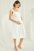 Lace Shoulder Maternity Feeding-Friendly Nightgown Ecru - E18300