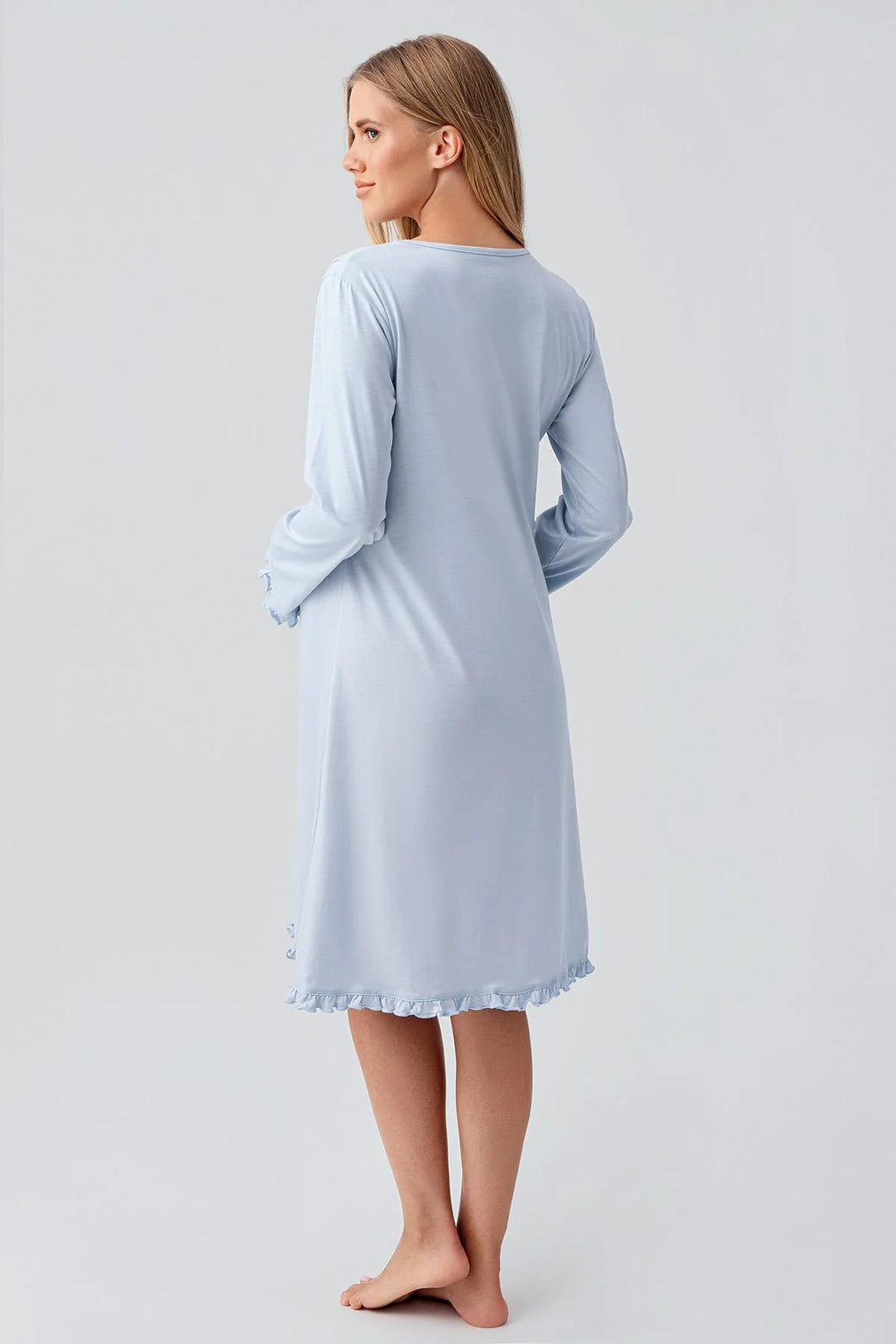 Patterned Pleated Cotton 4-Piece Maternity Feeding-Friendly Set Blue - S184020