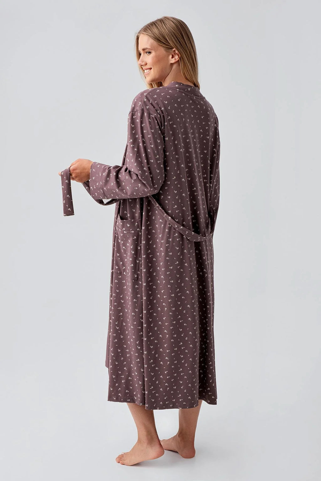 Side Tie Nursing Feature Cotton 4-Piece Maternity Feeding-Friendly Set Coffee - S180101
