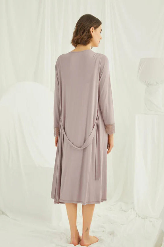 Lace Shoulder 4-Piece Maternity Feeding-Friendly Set Mink - E438440