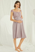 Lace Shoulder Maternity Feeding-Friendly Nightgown Mink - E18439