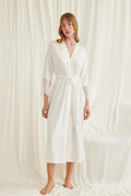 Lace Sleeve Soft Maternity Robe Ecru - E18553