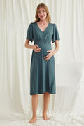 Lacy Panel Maternity Feeding-Friendly Nightgown Green - E18597