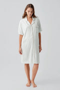 Gingham Check Cotton Maternity Feeding-Friendly Nightgown Green - S19101