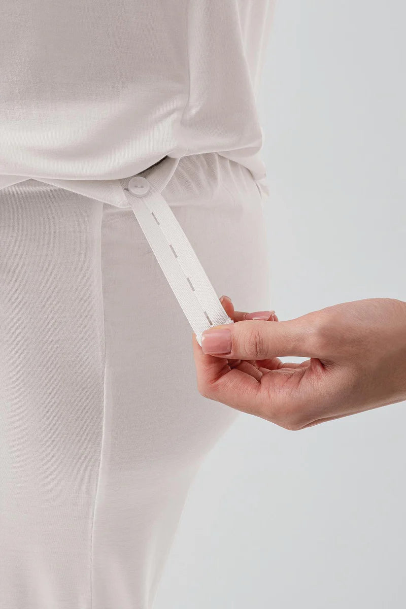 Piped Wrap Maternity Feeding-Friendly Pajama Set Ecru - S19217