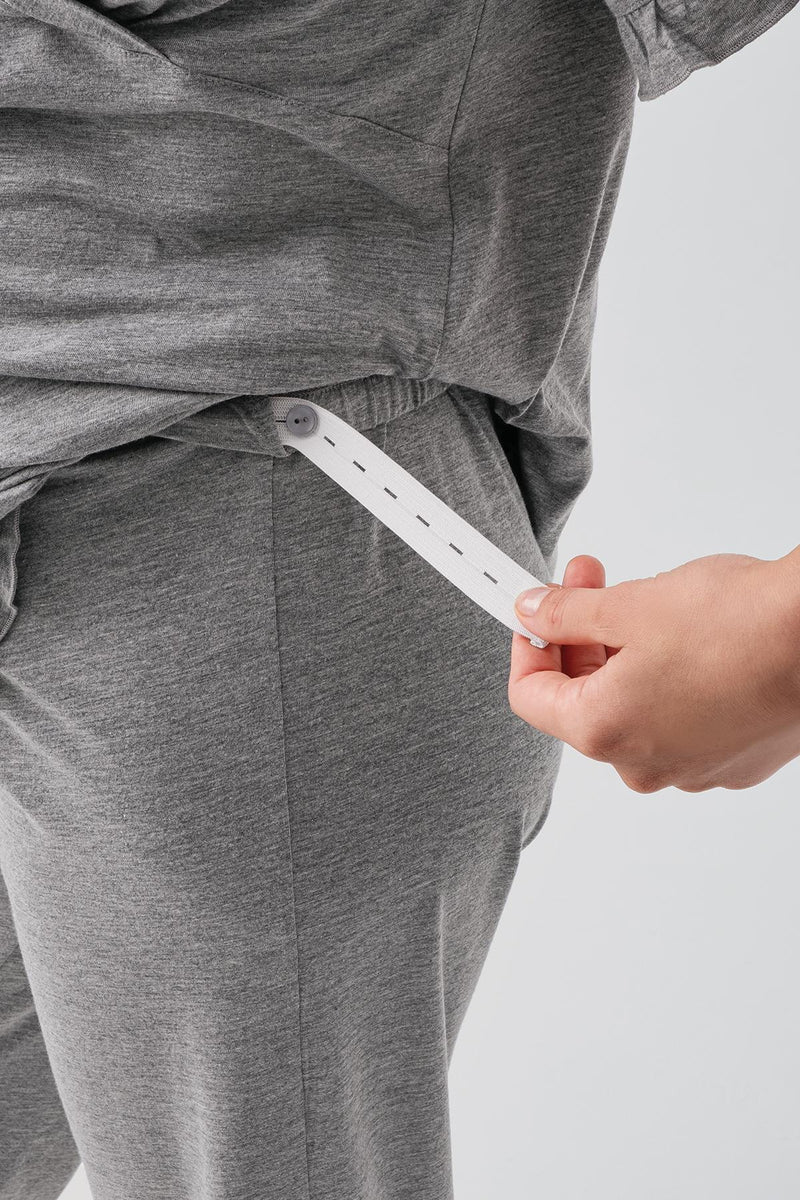 Pleated Wrap Maternity Feeding-Friendly Pajama Set Grey - S19218