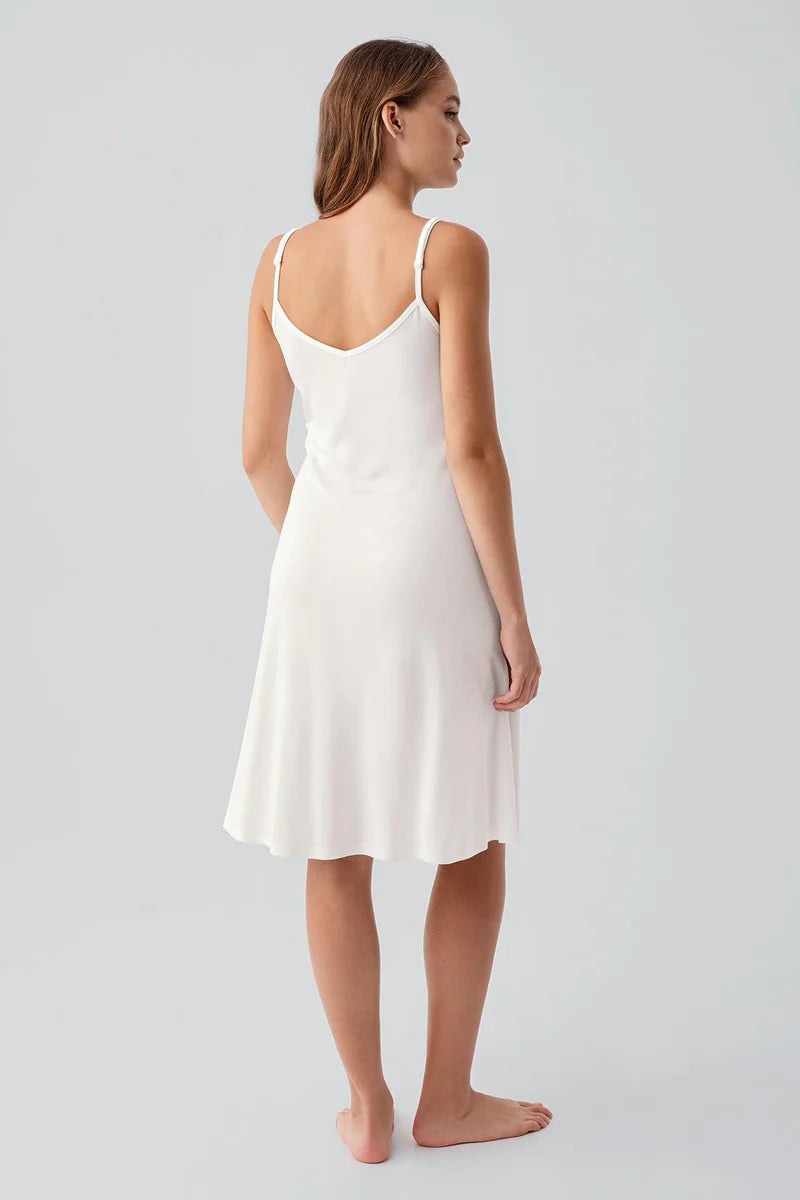 Strappy Stretch Soft Maternity Feeding-Friendly Nightgown & Robe Set Ecru - S19407