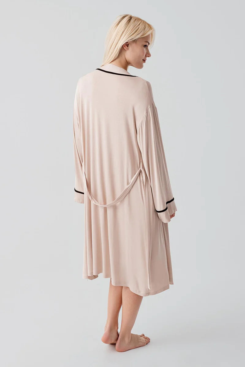 Piped Wrap 4-Piece Maternity Feeding-Friendly Set Beige - S417217