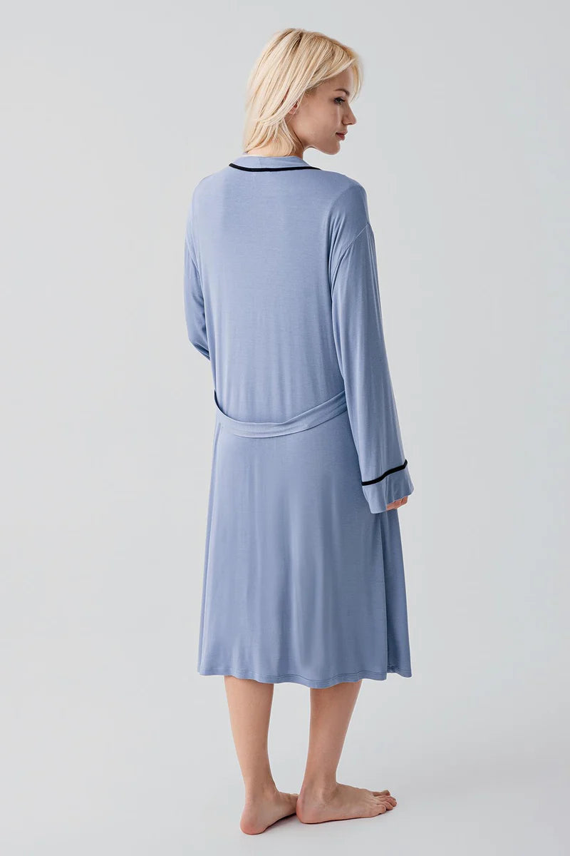 Piped Wrap 4-Piece Maternity Feeding-Friendly Set Indigo - S417217