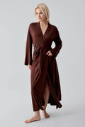 Long Soft Stretch Maternity Robe Coffee - S19500