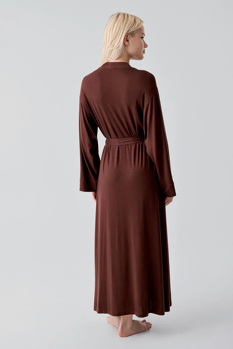 Long Soft Stretch Maternity Robe Coffee - S19500