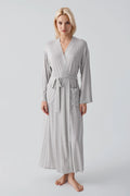 Long Soft Stretch Maternity Robe Grey - S19500
