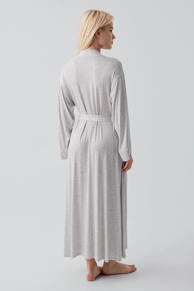 Long Soft Stretch Maternity Robe Grey - S19500