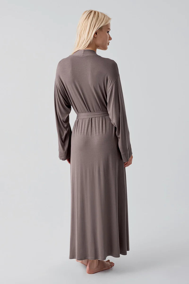 Long Soft Stretch Maternity Robe Mink - S19500
