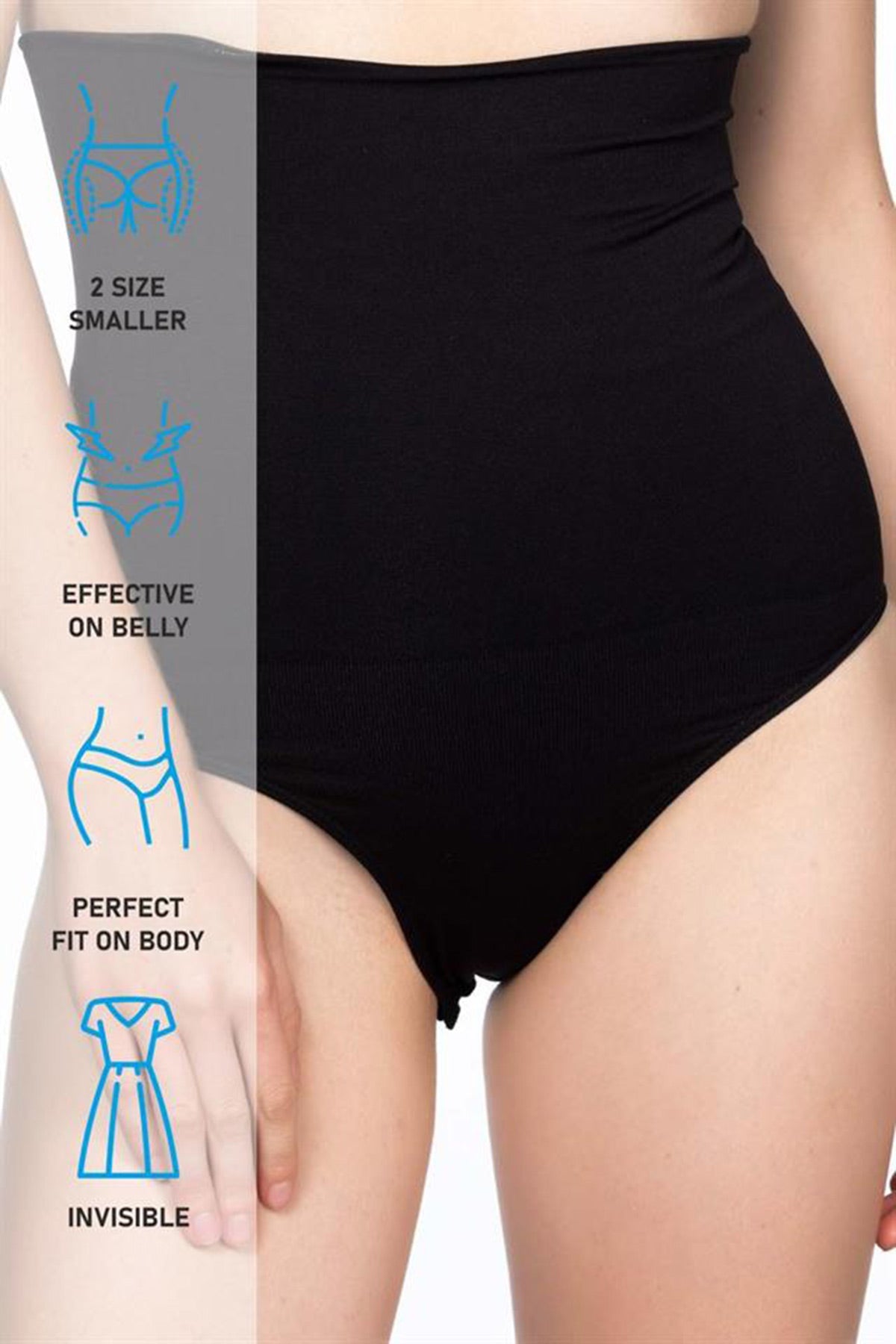 Seamless Double High-Waisted Snap-Crotch New Mom Shaping Brief Corset Black - 2019