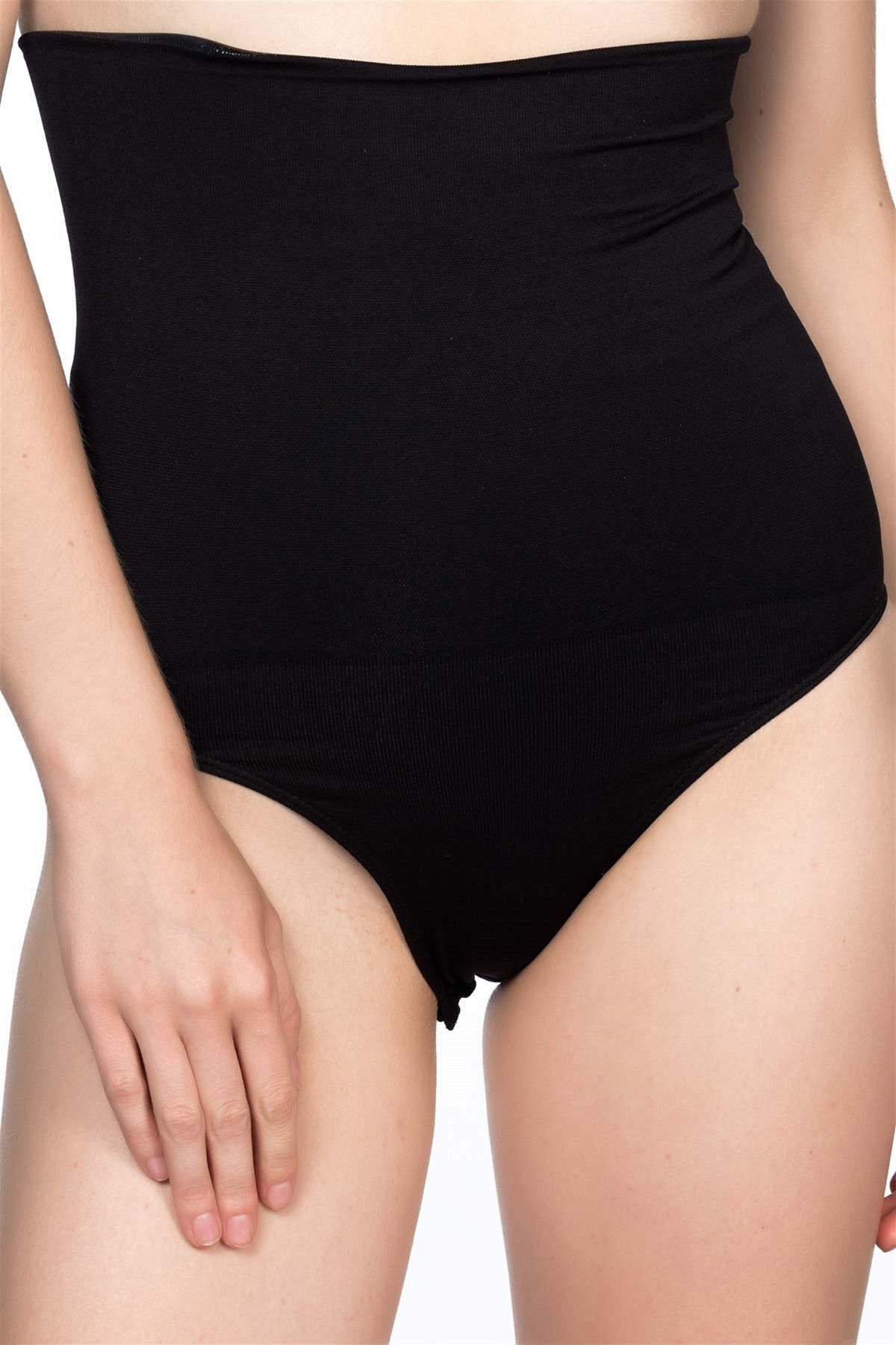 Seamless Double High-Waisted Snap-Crotch New Mom Shaping Brief Corset Black - 2019