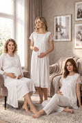 Lace Sleeve 4-Piece Maternity Feeding-Friendly Set Ecru - T2050