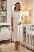 Basic Maternity Feeding-Friendly Nightgown Blue - T2073