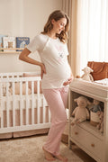 Basic Maternity Feeding-Friendly Pajama Set Pink - T2074