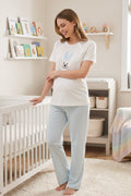 Basic Maternity Feeding-Friendly Pajama Set Blue - T2074