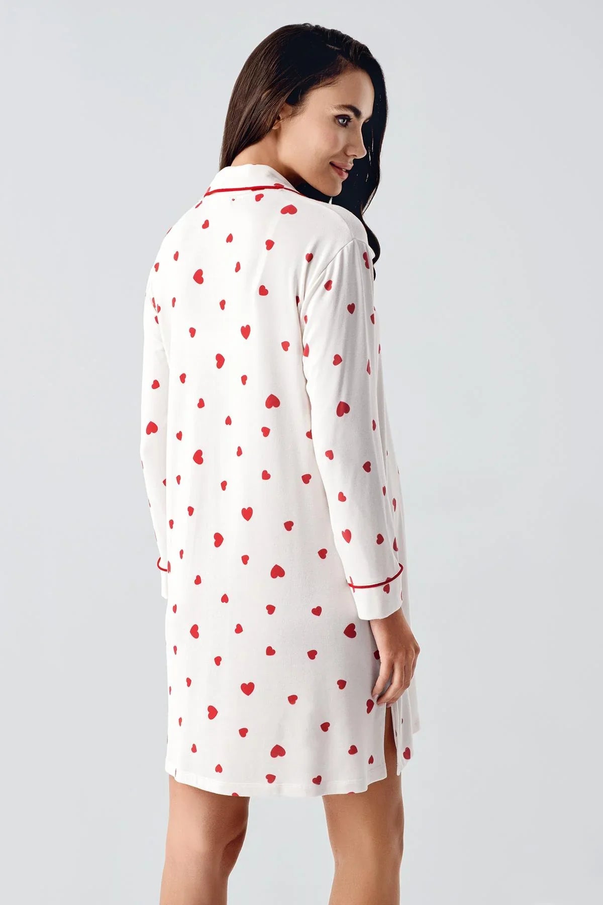 Heart Thermal Maternity Feeding-Friendly Nightgown Red - S21113