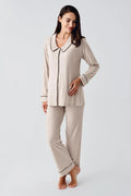 Baby Collar Maternity Feeding-Friendly Pajama Set Beige - S22109