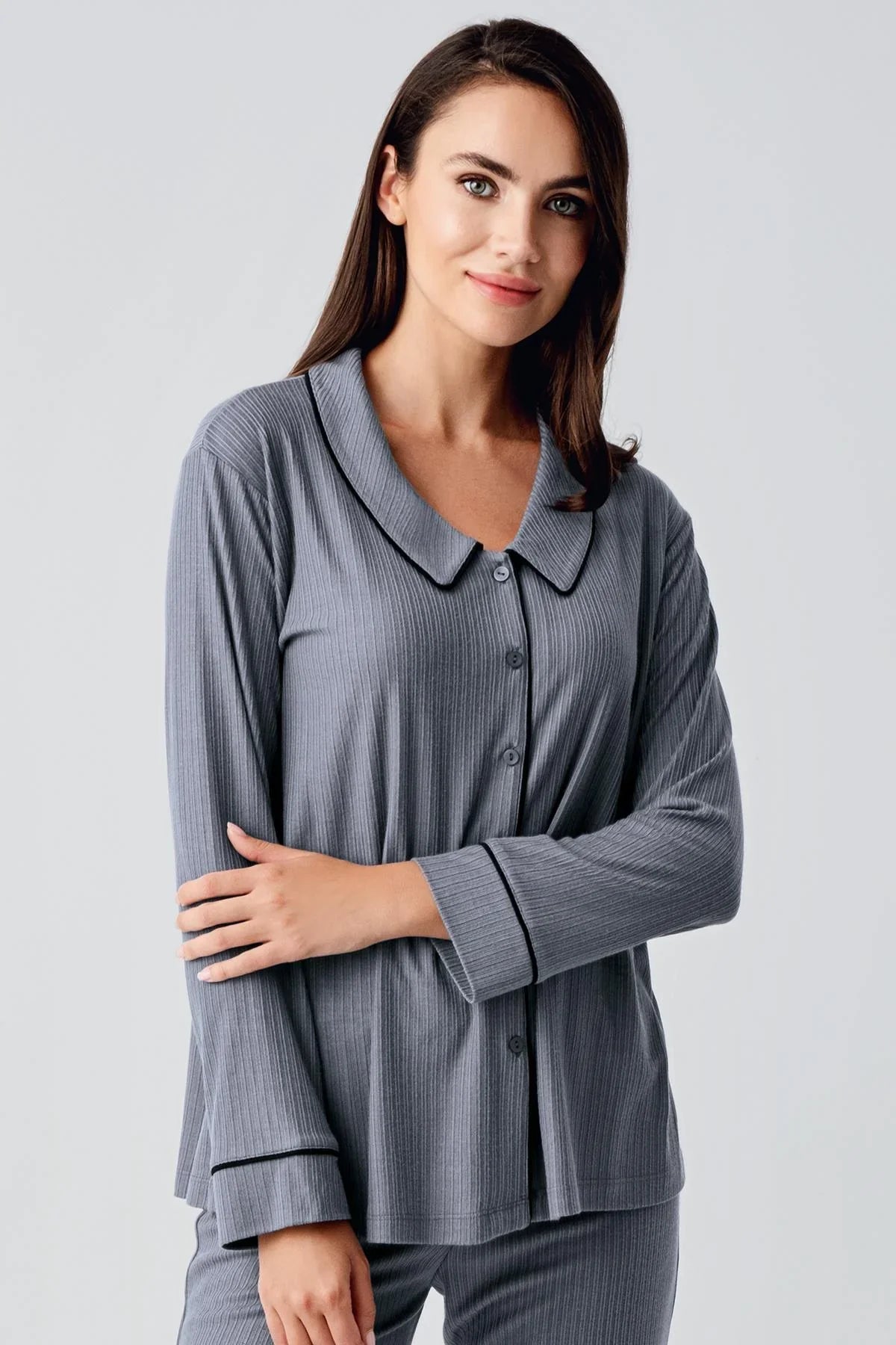 Baby Collar Maternity Feeding-Friendly Pajama Set Charcoal - S22109