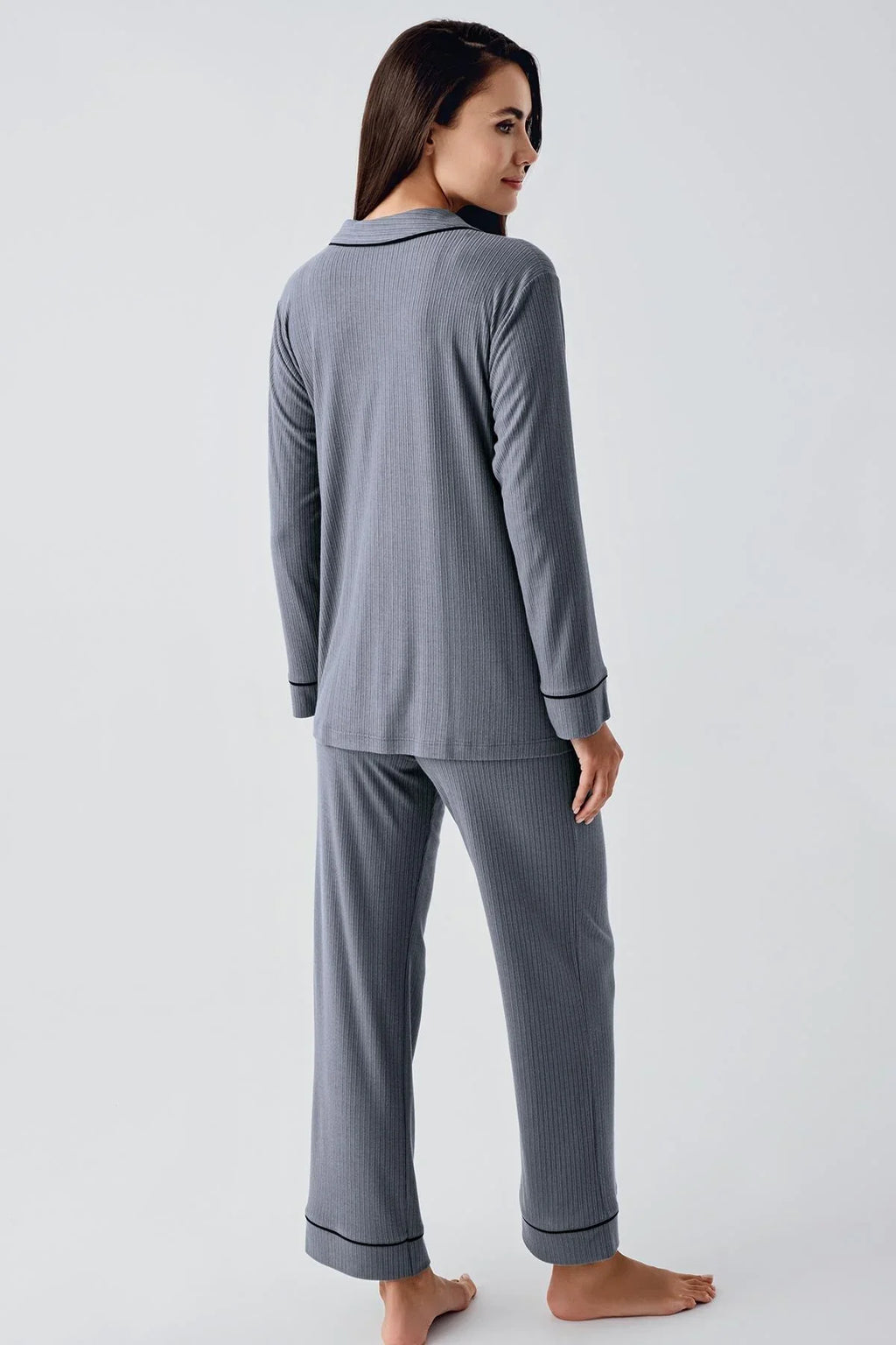 Baby Collar Maternity Feeding-Friendly Pajama Set Charcoal - S22109