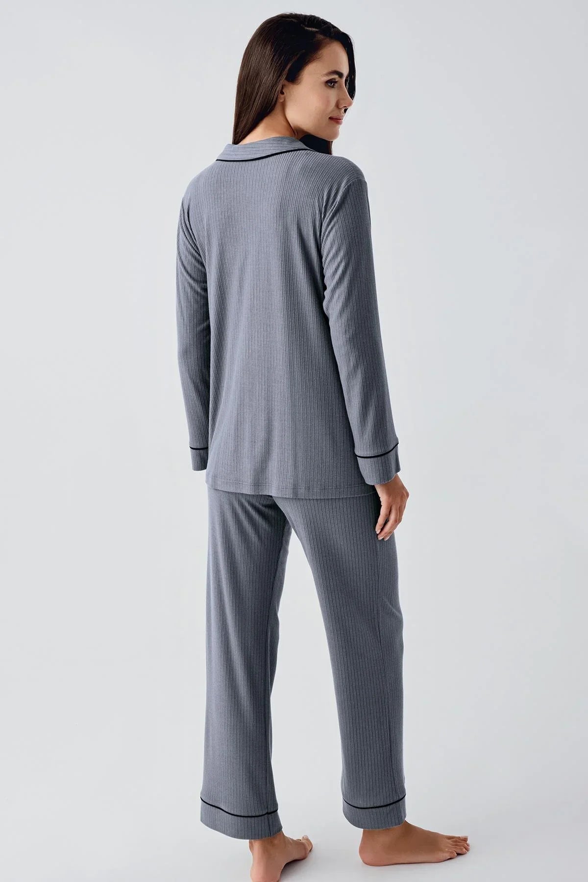 Baby Collar Maternity Feeding-Friendly Pajama Set Charcoal - S22109