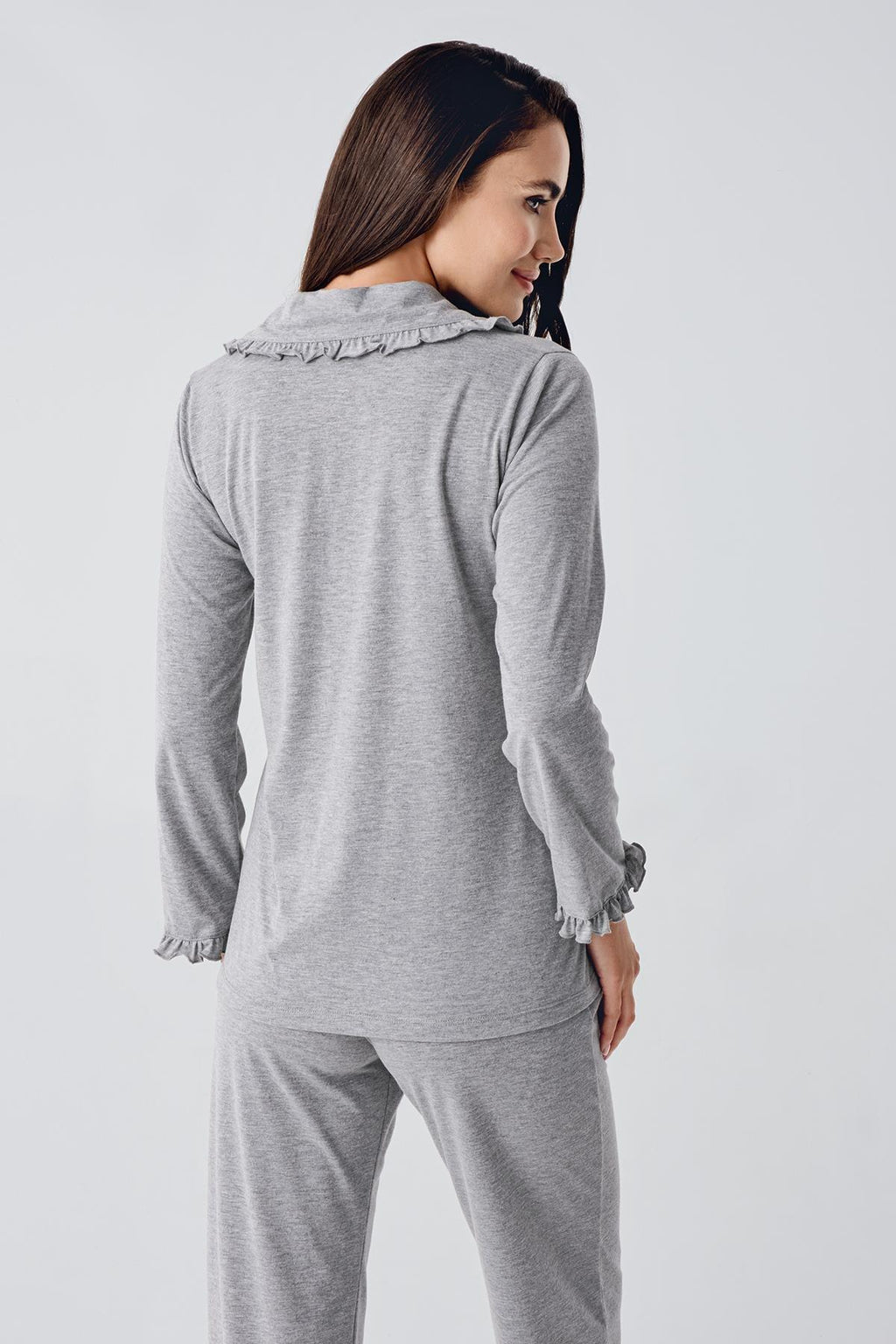 Cotton Melange Maternity Feeding-Friendly Pajama Set Grey - S22112