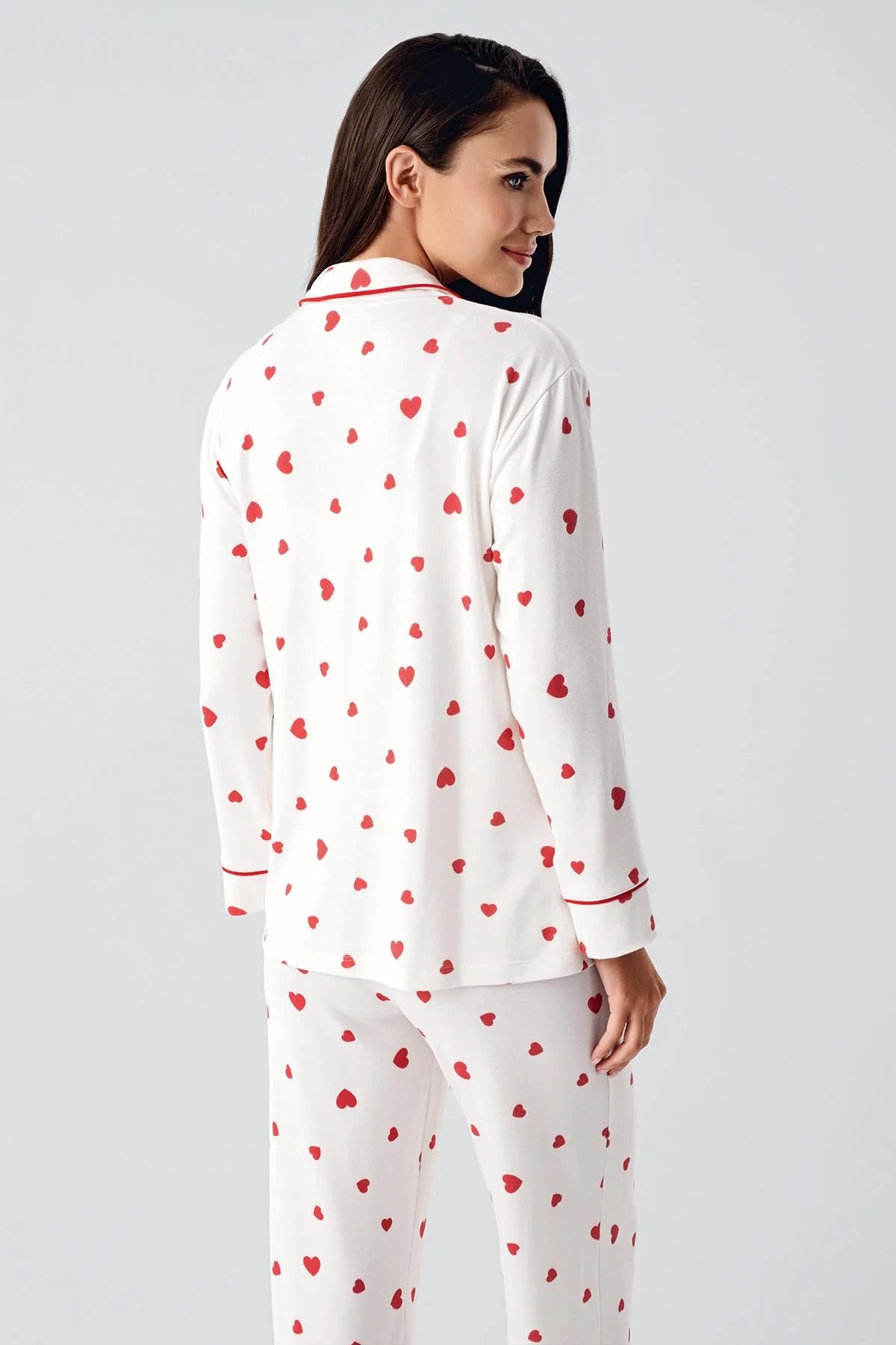 Heart Thermal Maternity Feeding-Friendly Pajama Set Red - S22113