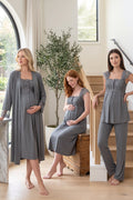 Lace Shoulder 4-Piece Maternity Feeding-Friendly Set Anthracite - T2305