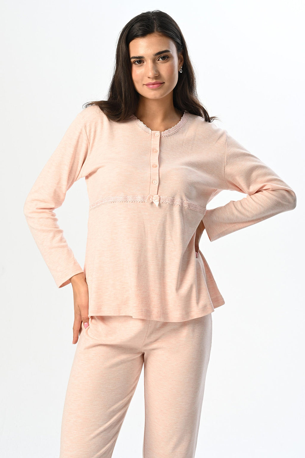 Leopard 3-Piece Maternity Feeding-Friendly Pajama & Welsoft Robe Set Powder - N23360