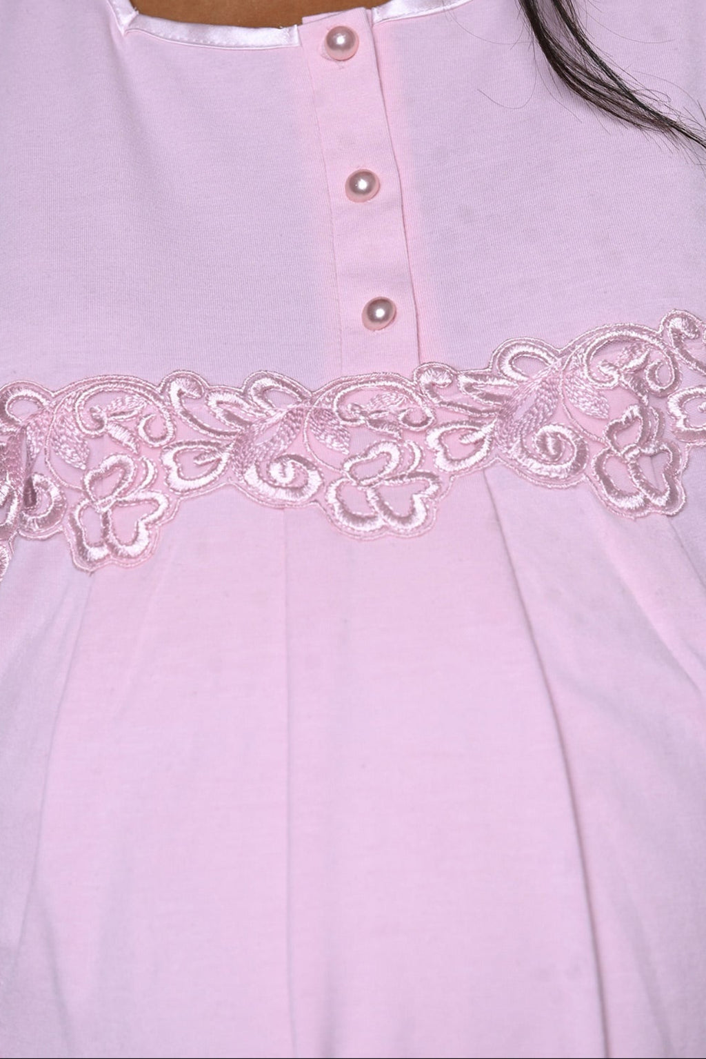Flower Lace Detailed 3-Piece Maternity Feeding-Friendly Pajama & Robe Set - N23386