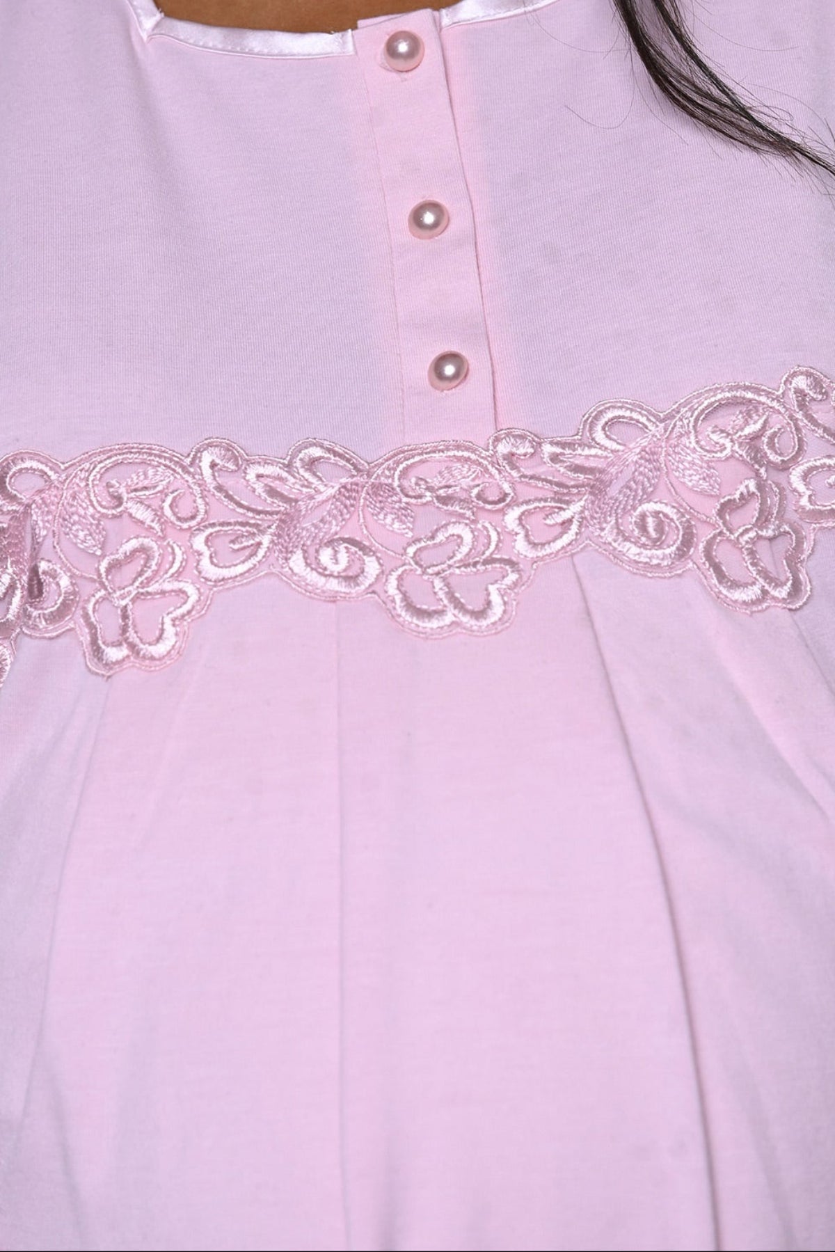 Flower Lace Detailed 3-Piece Maternity Feeding-Friendly Pajama & Robe Set - N23386