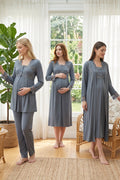 Lace Detailed 4-Piece Maternity Feeding-Friendly Set Anthracite - T2405