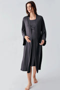 Soft Wrap 2-Piece Maternity Feeding-Friendly Nightgown & Robe Set Anthracite - S24105