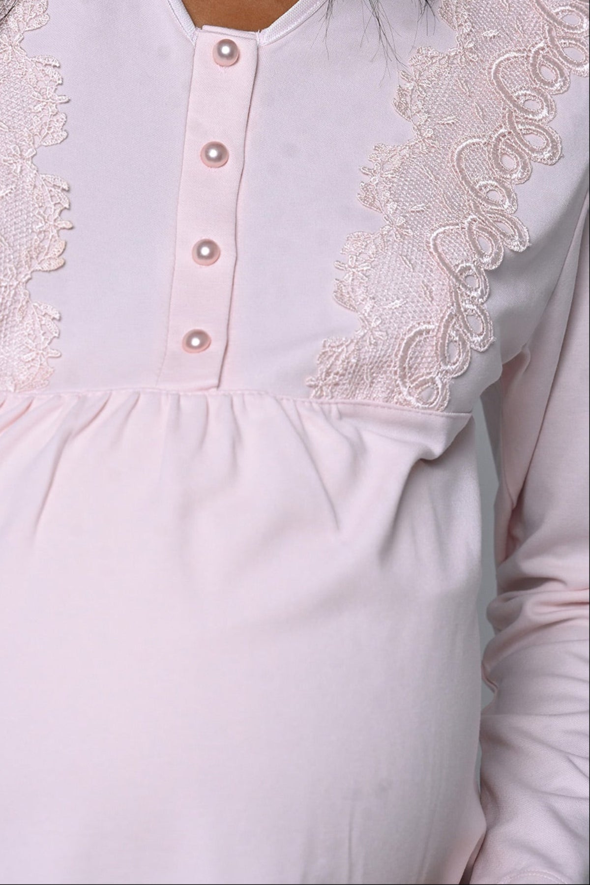 Lacy 3-Piece Maternity Feeding-Friendly Pajama & Melange Robe Set Pink - N24336