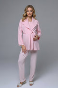 Guipure Collar 3-Piece Maternity Feeding-Friendly Pajama & Robe Set Pink - N24342