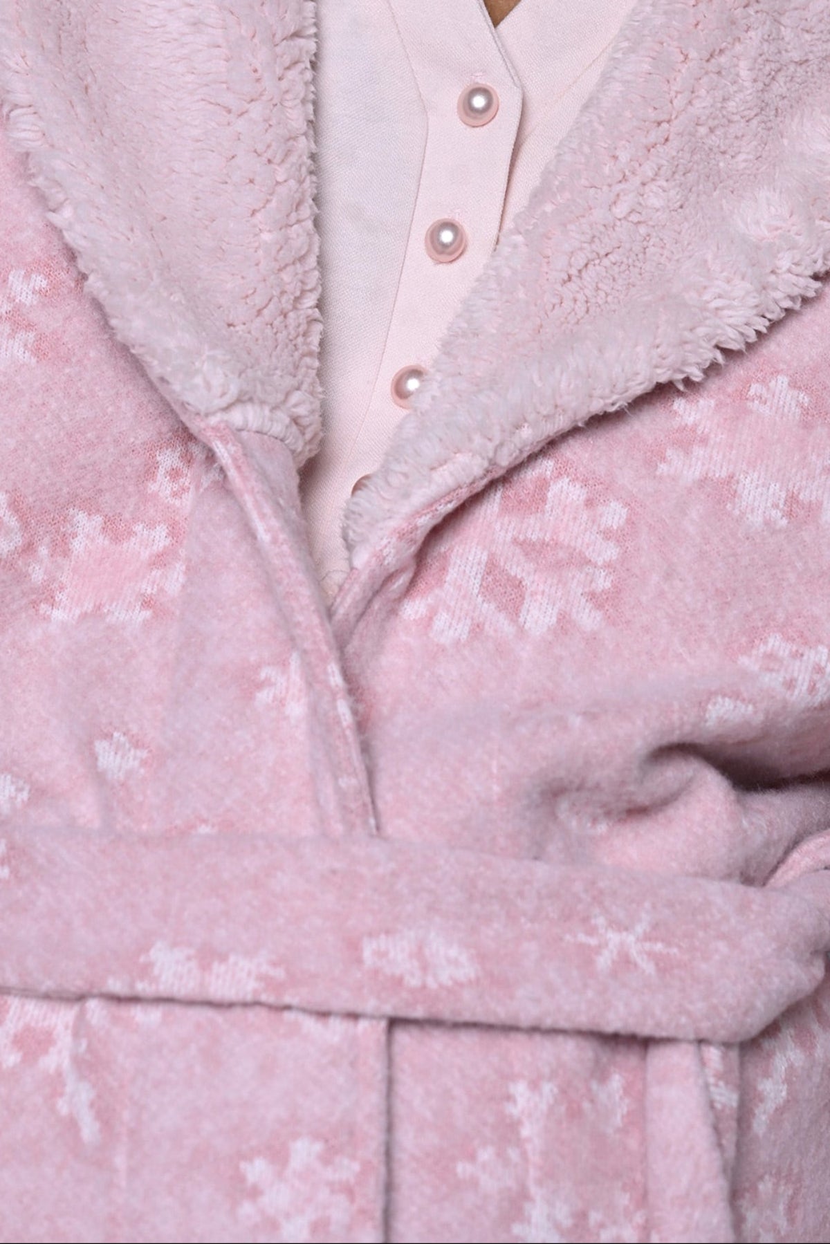 Guipure 3-Piece Maternity Feeding-Friendly Pajama & Welsoft Robe Set Pink - N24346