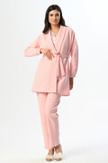 Flower Lace Collar 3-Piece Maternity Feeding-Friendly Pajama & Robe Set Pink - N24350