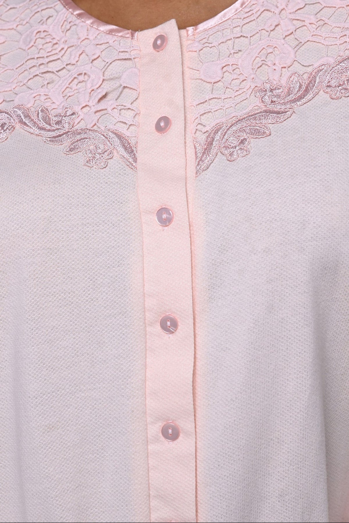 Flowery Lace Collar 3-Piece Maternity Feeding-Friendly Pajama & Robe Set - N24375