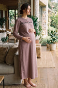 Flowery Lace Collar Maternity Feeding-Friendly Nightgown - N24405