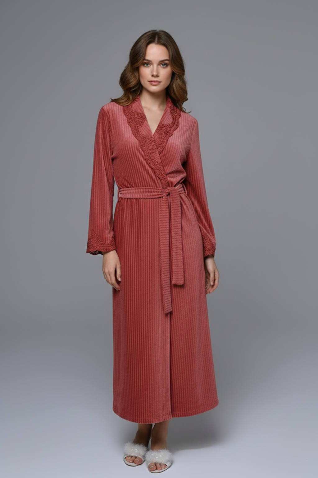 Lacy Edges Maternity Robe Tile - N24602