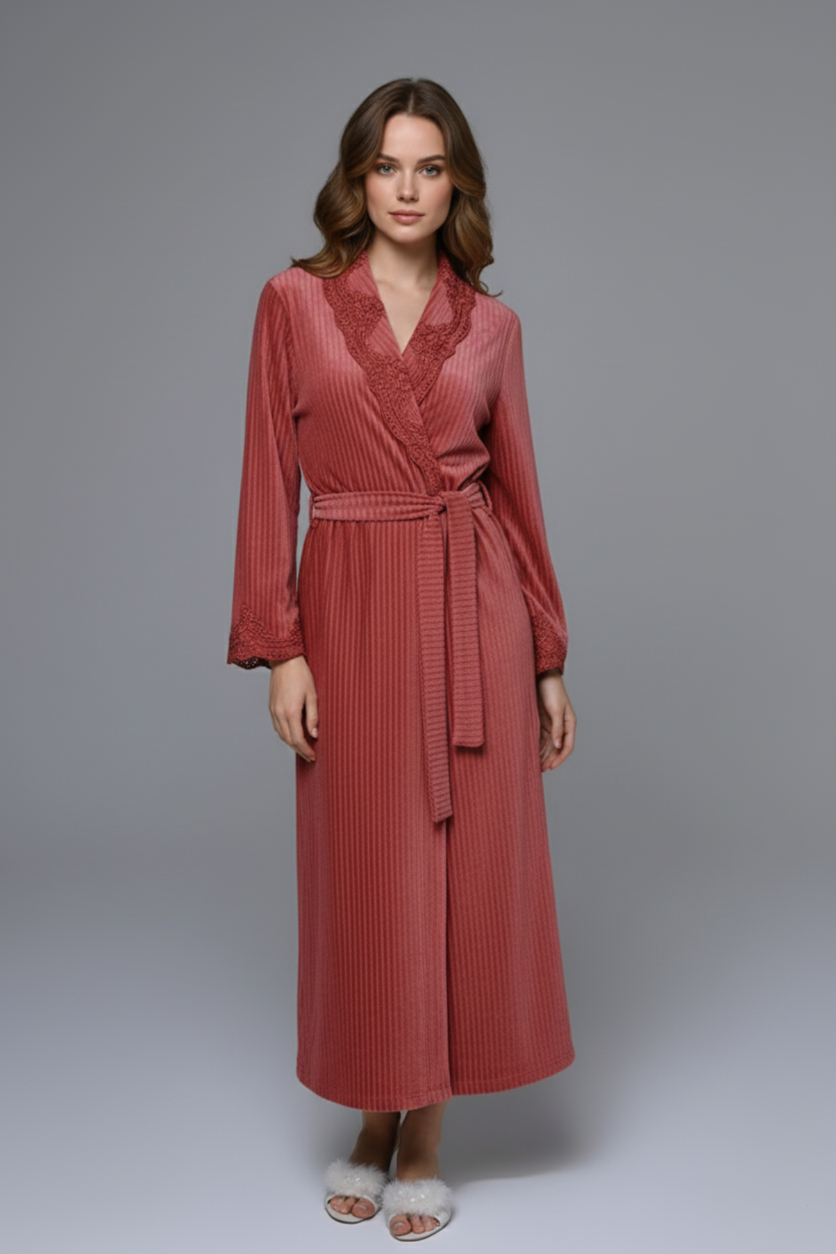 Lacy Edges Maternity Robe Tile - N24602