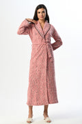 Rose Patterned Lace Edge Maternity Robe Dried Rose - N24604