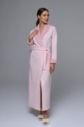 Fur Collar Quilted Maternity Robe Pink - N24605