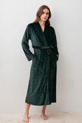 Velvet Long Maternity Robe Green - S25100