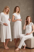 Lacy 4-Piece Maternity Feeding-Friendly Set Ecru - T2526